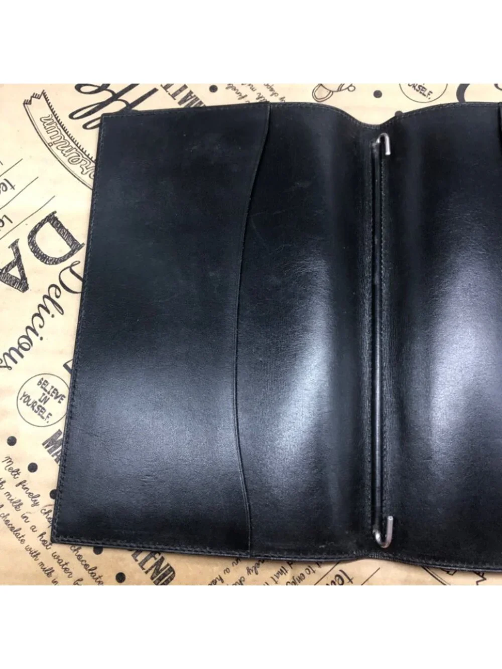 Hermes Notebook Schedule Note Cover Leather Black Business Agenda